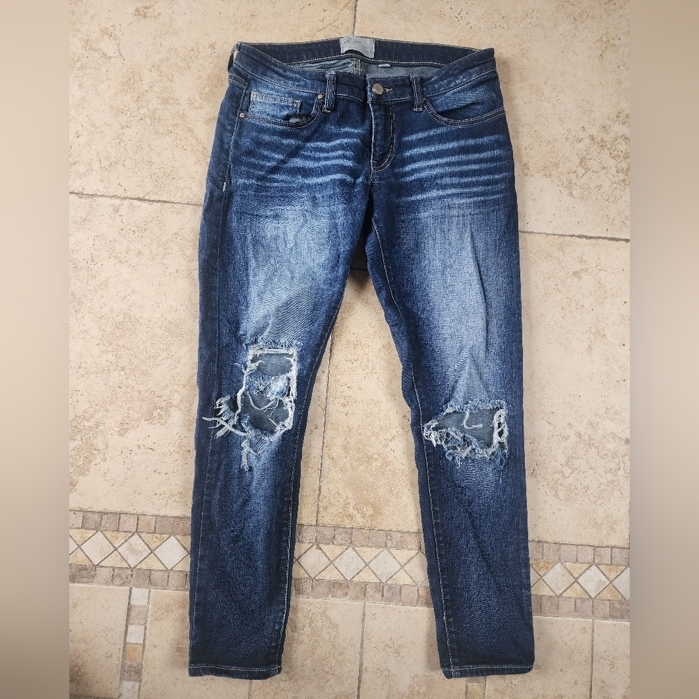 BKE Dark Blue Distressed Skinny Jeans